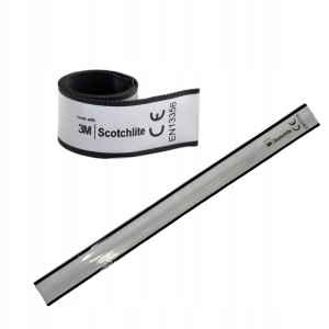 OPASKA ODBLASKOWA SAMOZACISKOWA srebrna 38 x 3 cm PREMIUM TEKSTYLNA