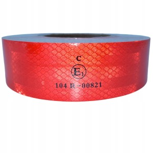 TAŚMA ODBLASKOWA SAMOPRZYLEPNA czerwona 53mm/45m konturowa rolka