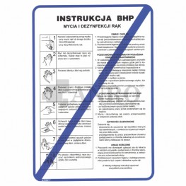 INSTRUKCJA MYCIA I DEZYNFEKCJI RĄK tabliczka BHP