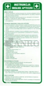 INSTRUKCJA OBSŁUGI APTECZKI znak tabliczka BHP