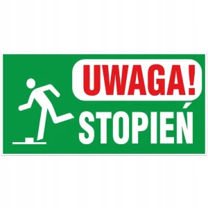 UWAGA STOPIEŃ tabliczka BHP PVC 11X210 cm zwykła piktogram