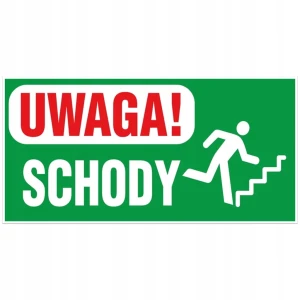 UWAGA SCHODY tabliczka BHP PVC 11X210 cm zwykła piktogram