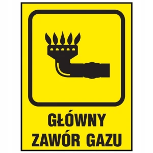GŁÓWNY ZAWÓR GAZU tabliczka BHP PVC 15x20,5 cm TABLICA zwykła piktogram