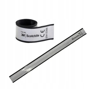 OPASKA ODBLASKOWA SAMOZACISKOWA srebrna 38 x 3 cm PREMIUM TEKSTYLNA