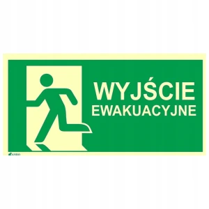WYJŚCIE EWAKUACYJNE kierunek w lewo TABLICZKA BHP 20X40cm znak ewakuacyjny