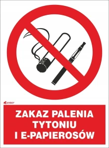 ZAKAZ PALENIA TYTONIU I E-PAPAPIEROSÓW