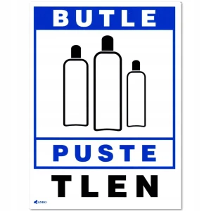 Znak gazowy BUTLE PUSTE TLEN znak tabliczka PVC 15x20,5cm