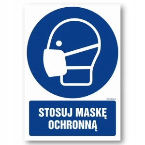 STOSUJ MASKĘ OCHRONNĄ naklejka znak folia samoprzylepna 20x30cm