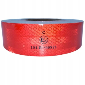 TAŚMA ODBLASKOWA SAMOPRZYLEPNA czerwona 53mm/45m konturowa rolka