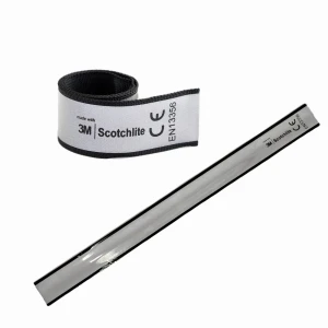 OPASKA ODBLASKOWA SAMOZACISKOWA srebrna 38 x 3 cm PREMIUM TEKSTYLNA