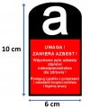 UWAGA ZAWIERA AZBEST tabliczka PVC 60X100 mm ODPADY AZBESTOWE