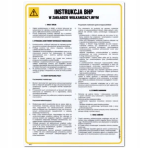 INSTRUKCJA BHP W ZAKŁADZIE WULKANIZACYJNYM tabliczka BHP 350x245mm