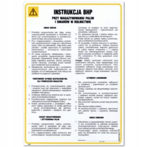 INSTRUKCJA BHP PRZY MAGAZYNOWANIU PALIW I SMARÓW tabliczka BHP 350x245mm