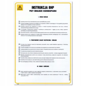 INSTRUKCJA BHP PRZY OBSŁUDZE KSEROKOPIARKI tabliczka BHP 350x245mm