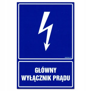 GŁÓWNY WYŁĄCZNIK PRĄDU tabliczka PVC znak BHP 100x150mm