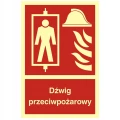 DŹWIG PRZECIWPOŻAROWY naklejka fotoluminescencyjna znak 15x20,5cm
