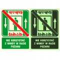 NIE KORZYSTAĆ Z WINDY W RAZIE POŻARU znak fotoluminescencyjny PVC 15x20,5cm