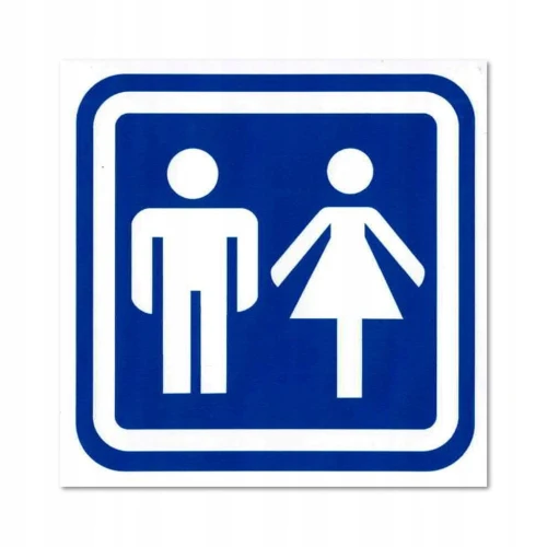 OZNACZENIE WC toaleta DAMSKO - MĘSKA naklejka 100x100 mm znak BHP