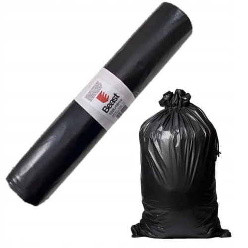 WORKI NA ŚMIECI 70X110CM CZARNE ekstra mocne BEAST 120L rolka 10szt