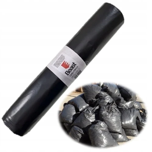 WORKI NA ŚMIECI 70X110CM CZARNE mocne BEAST 120L rolka 25szt