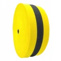 TAŚMA OSTRZEGAWCZA OGRODZENIOWA POLIESTROWA–TKANA 78mm X 100m żółto-czarna