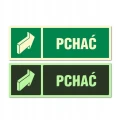 PCHAĆ CIĄGNĄĆ zestaw naklejek fotoluminescencyjnych na drzwi 150x50 mm