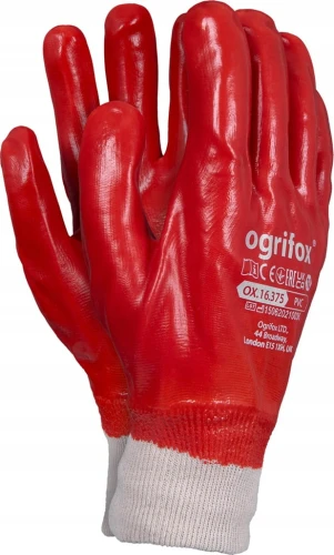 RĘKAWICE OCHRONNE OGRIFOX OX-PVC rozmiar 10 czerwone krótkie 1 para