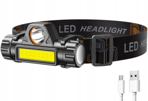 LATARKA CZOŁOWA LED czołówka mocna lampka COB 4w1 akumulatorowa USB magnes
