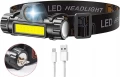 LATARKA CZOŁOWA LED czołówka mocna lampka COB 4w1 akumulatorowa USB magnes
