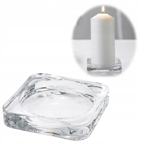 PODSTAWKA NA ŚWIECE tealight świecznik SZKŁO BEZBARWNE 10x10 cm IKEA GLASIG