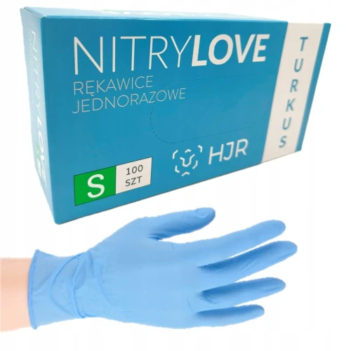 RĘKAWICZKI nitrylowe BEZPUDROWE NITRYLOVE TURKUS HJR 100szt