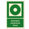 AWARYJNE OTWIERANIE DRZWI tabliczka PVC fotoluminescencyjna 100x150mm