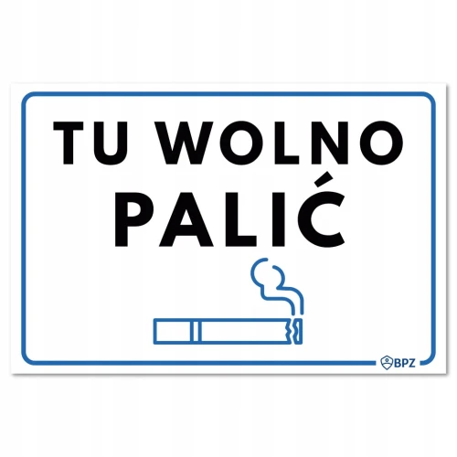 TU WOLNO PALIĆ tabliczka PVC znak BHP 300x200mm płyta twarda PVC
