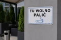 TU WOLNO PALIĆ tabliczka PVC znak BHP 300x200mm płyta twarda PVC