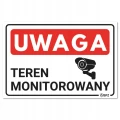 UWAGA TEREN MONITOROWANY tabliczka PVC znak BHP 300x200mm płyta twarda PVC