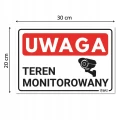 UWAGA TEREN MONITOROWANY tabliczka PVC znak BHP 300x200mm płyta twarda PVC