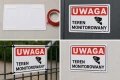 UWAGA TEREN MONITOROWANY tabliczka PVC znak BHP 300x200mm płyta twarda PVC