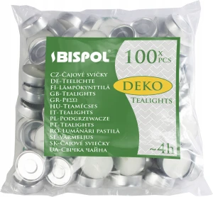 PODGRZEWACZE TEALIGHT 4h PALENIA 100 SZT. BISPOL